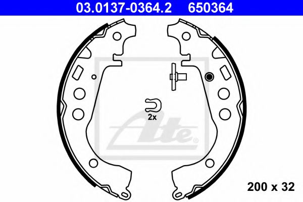 ATE 03.0137-0364.2 Тормозные колодоки для TOYOTA ECHO (Тойота/тоета Эчо) ATE 03.0137-0364.2 Тормозные колодоки для TOYOTA ECHO (Тойота/тоета Эчо)