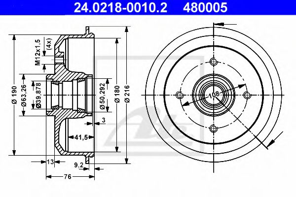 ATE 24.0218-0010.2 Тормозной барабан для FORD ORION II (Форд Орион 2) ATE 24.0218-0010.2 Тормозной барабан для FORD ORION II (Форд Орион 2)
