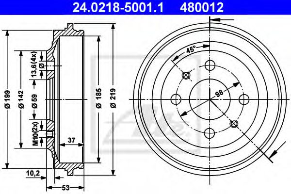 ATE 24.0218-5001.1 Тормозной барабан для FIAT STRADA II (Фиат Страда 2) ATE 24.0218-5001.1 Тормозной барабан для FIAT STRADA II (Фиат Страда 2)