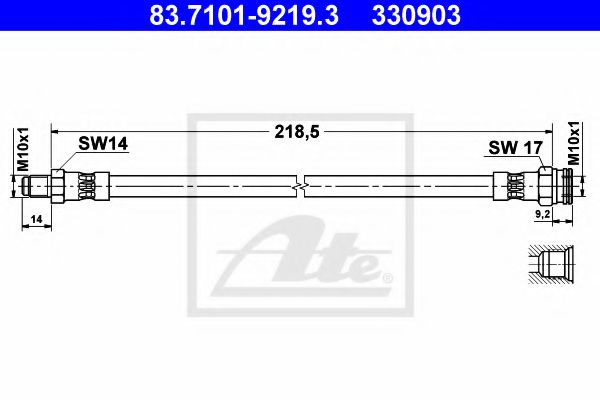 ATE 83.7101-9219.3 Тормозной шланг для FIAT PANDA (Фиат Панда) ATE 83.7101-9219.3 Тормозной шланг для FIAT PANDA (Фиат Панда)
