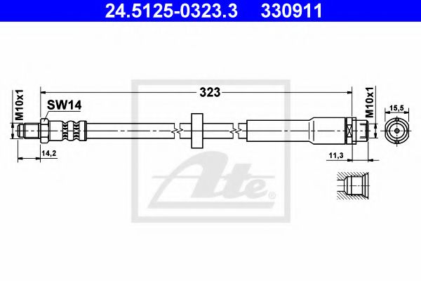 ATE 24.5125-0323.3 Тормозной шланг для AUDI (Ауди) ATE 24.5125-0323.3 Тормозной шланг для AUDI (Ауди)