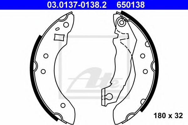 ATE 03.0137-0138.2 Тормозные колодоки для FORD ORION II (Форд Орион 2) ATE 03.0137-0138.2 Тормозные колодоки для FORD ORION II (Форд Орион 2)