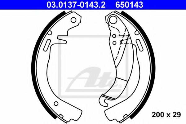 ATE 03.0137-0143.2 Тормозные колодоки для OPEL CORSA A (Опель Cорса а) ATE 03.0137-0143.2 Тормозные колодоки для OPEL CORSA A (Опель Cорса а)
