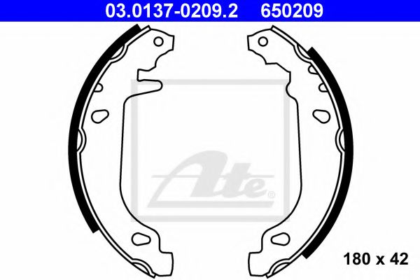 ATE 03.0137-0209.2 Тормозные колодоки для RENAULT ALLIANCE (Рено Аллианcэ) ATE 03.0137-0209.2 Тормозные колодоки для RENAULT ALLIANCE (Рено Аллианcэ)