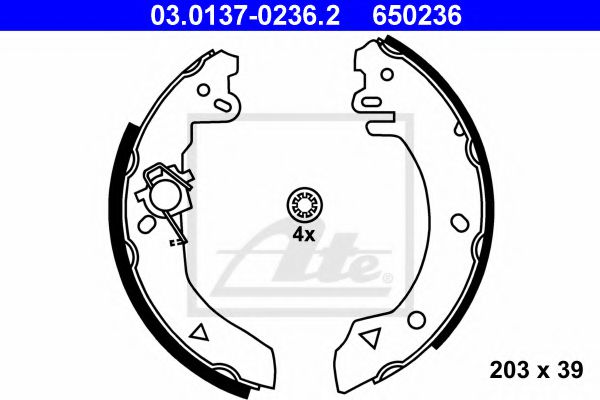 ATE 03.0137-0236.2 Тормозные колодоки для FORD FIESTA (Форд Фиэста) ATE 03.0137-0236.2 Тормозные колодоки для FORD FIESTA (Форд Фиэста)