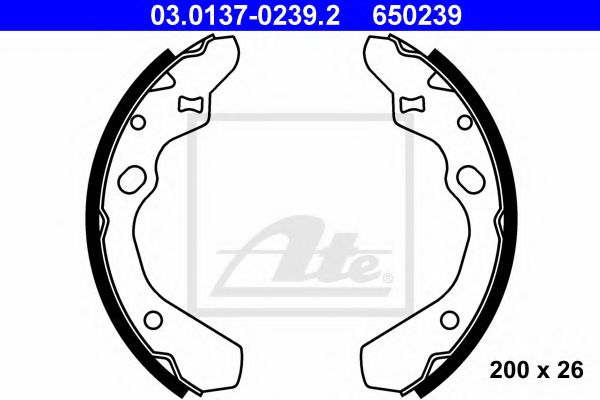 ATE 03.0137-0239.2 Тормозные колодоки для MAZDA (Мазда) ATE 03.0137-0239.2 Тормозные колодоки для MAZDA (Мазда)