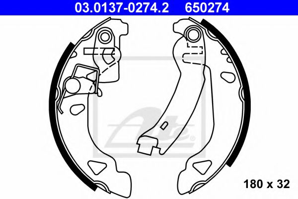ATE 03.0137-0274.2 Тормозные колодоки для FIAT (Фиат) ATE 03.0137-0274.2 Тормозные колодоки для FIAT (Фиат)