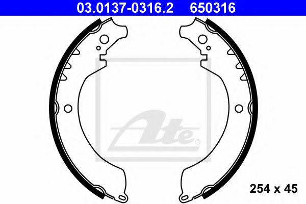 ATE 03.0137-0316.2 Тормозные колодоки для DAIHATSU WILDCAT/ROCKY (Дайхатсу Вилдcат/роcкъ) ATE 03.0137-0316.2 Тормозные колодоки для DAIHATSU WILDCAT/ROCKY (Дайхатсу Вилдcат/роcкъ)