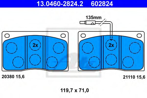 ATE 13.0460-2824.2 Тормозные колодки для RENAULT MASTER I (Рено Мастэр и) ATE 13.0460-2824.2 Тормозные колодки для RENAULT MASTER I (Рено Мастэр и)