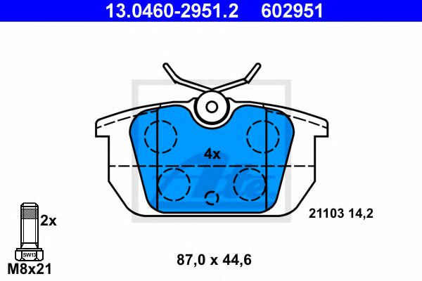 ATE 13.0460-2951.2 Тормозные колодки для FIAT TEMPRA (Фиат Тэмпра) ATE 13.0460-2951.2 Тормозные колодки для FIAT TEMPRA (Фиат Тэмпра)