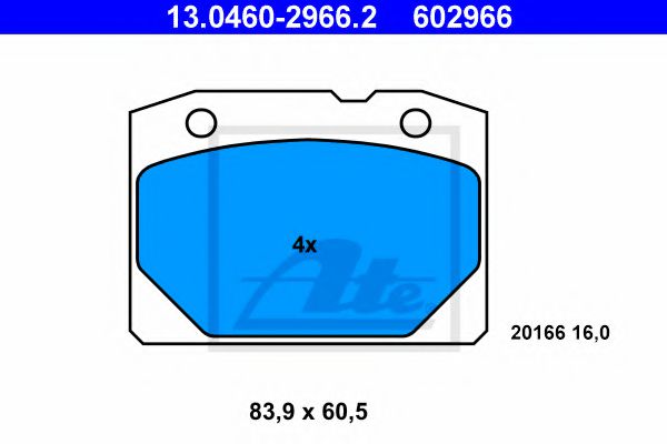 ATE 13.0460-2966.2 Тормозные колодки для LADA ZHIGULI (Лада Зхигули) ATE 13.0460-2966.2 Тормозные колодки для LADA ZHIGULI (Лада Зхигули)