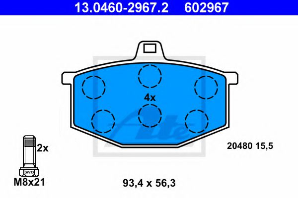 ATE 13.0460-2967.2 Тормозные колодки для RENAULT LE CAR (Рено Лэ cар) ATE 13.0460-2967.2 Тормозные колодки для RENAULT LE CAR (Рено Лэ cар)