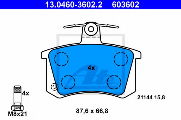 ATE 13.0460-3602.2 Тормозные колодки для AUDI 90 (Ауди 90) ATE 13.0460-3602.2 Тормозные колодки для AUDI 90 (Ауди 90)