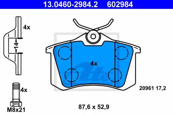 ATE 13.0460-2984.2 Тормозные колодки для SEAT TOLEDO (Сеат Толэдо) ATE 13.0460-2984.2 Тормозные колодки для SEAT TOLEDO (Сеат Толэдо)