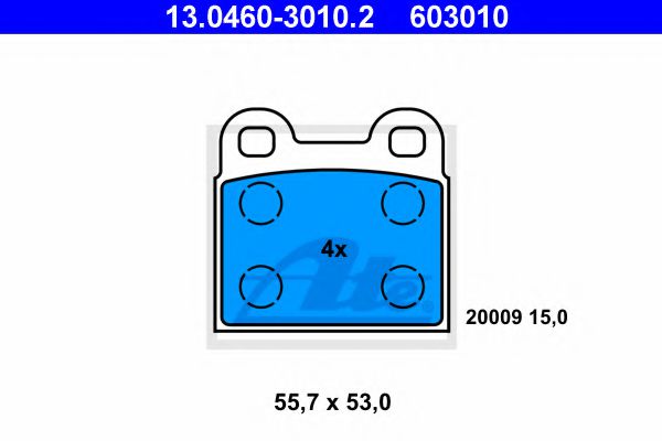 ATE 13.0460-3010.2 Тормозные колодки для VOLKSWAGEN (Фольксваген) ATE 13.0460-3010.2 Тормозные колодки для VOLKSWAGEN (Фольксваген)