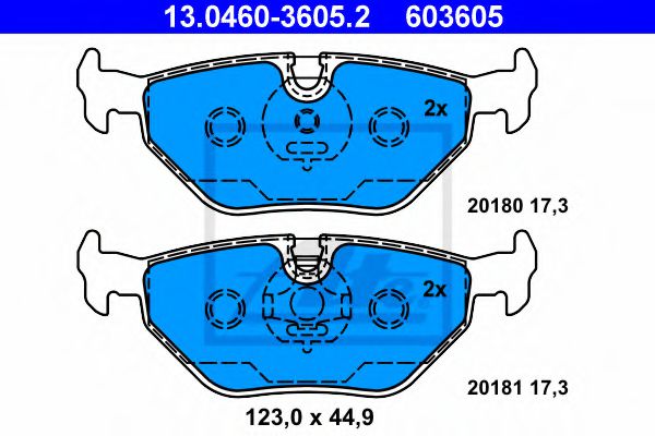 ATE 13.0460-3605.2 Тормозные колодки для BMW (Бмв) ATE 13.0460-3605.2 Тормозные колодки для BMW (Бмв)