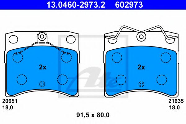 ATE 13.0460-2973.2 Тормозные колодки для VOLKSWAGEN T4 MULTIVAN (Фольксваген Т4 мултиvан) ATE 13.0460-2973.2 Тормозные колодки для VOLKSWAGEN T4 MULTIVAN (Фольксваген Т4 мултиvан)