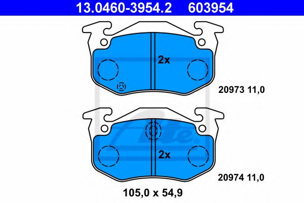 ATE 13.0460-3954.2 Тормозные колодки для PEUGEOT 205 I (Пежо 205 и) ATE 13.0460-3954.2 Тормозные колодки для PEUGEOT 205 I (Пежо 205 и)