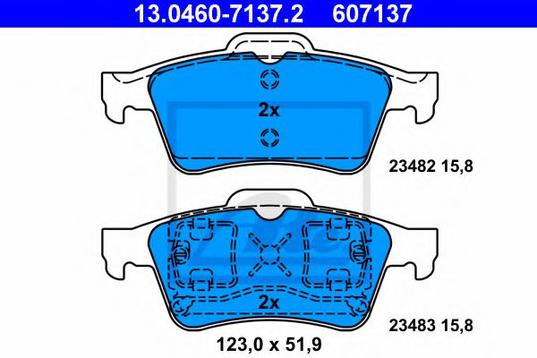 ATE 13.0460-7137.2 Тормозные колодки для RENAULT LAGUNA II (Рено Лагуна 2) ATE 13.0460-7137.2 Тормозные колодки для RENAULT LAGUNA II (Рено Лагуна 2)