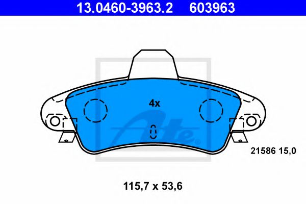 ATE 13.0460-3963.2 Тормозные колодки для FORD MONDEO (Форд Мондэо) ATE 13.0460-3963.2 Тормозные колодки для FORD MONDEO (Форд Мондэо)