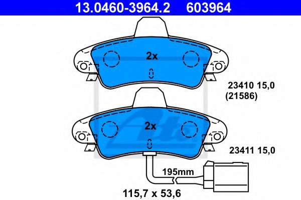 ATE 13.0460-3964.2 Тормозные колодки для FORD MONDEO (Форд Мондэо) ATE 13.0460-3964.2 Тормозные колодки для FORD MONDEO (Форд Мондэо)