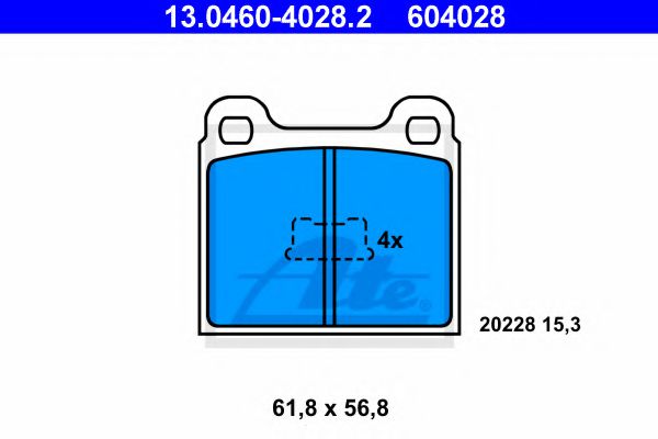 ATE 13.0460-4028.2 Тормозные колодки для AUDI 80 (Ауди 80) ATE 13.0460-4028.2 Тормозные колодки для AUDI 80 (Ауди 80)
