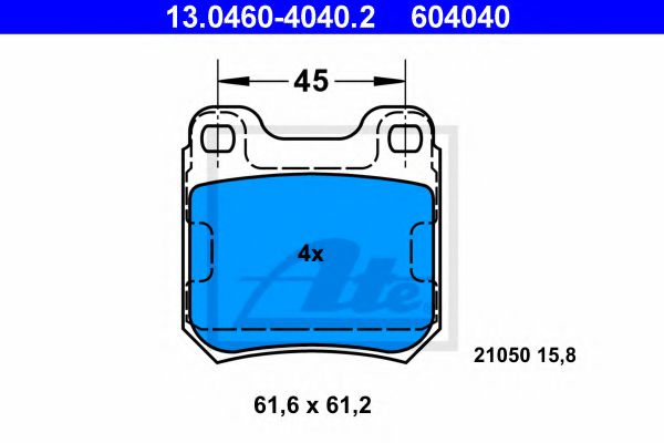 ATE 13.0460-4040.2 Тормозные колодки для OPEL OMEGA A (Опель Омэга а) ATE 13.0460-4040.2 Тормозные колодки для OPEL OMEGA A (Опель Омэга а)