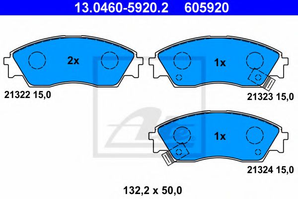 ATE 13.0460-5920.2 Тормозные колодки для HONDA PRELUDE III (Хонда Прэлудэ 3) ATE 13.0460-5920.2 Тормозные колодки для HONDA PRELUDE III (Хонда Прэлудэ 3)