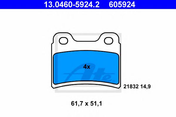 ATE 13.0460-5924.2 Тормозные колодки для KIA MENTOR (Киа Мэнтор) ATE 13.0460-5924.2 Тормозные колодки для KIA MENTOR (Киа Мэнтор)