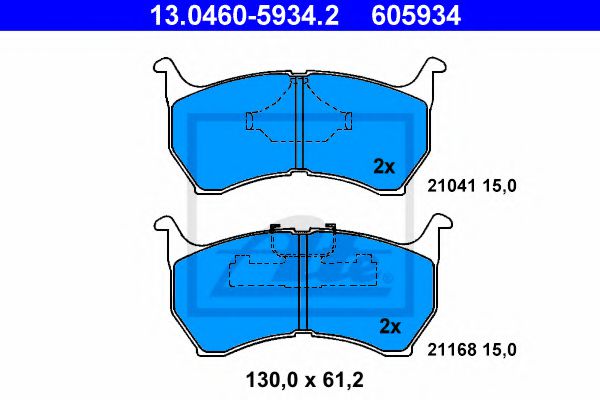 ATE 13.0460-5934.2 Тормозные колодки для MAZDA 626 II (Мазда 626 2) ATE 13.0460-5934.2 Тормозные колодки для MAZDA 626 II (Мазда 626 2)
