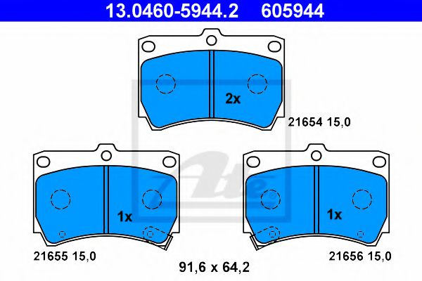 ATE 13.0460-5944.2 Тормозные колодки для MAZDA 323 P V (Мазда 323 пв) ATE 13.0460-5944.2 Тормозные колодки для MAZDA 323 P V (Мазда 323 пв)