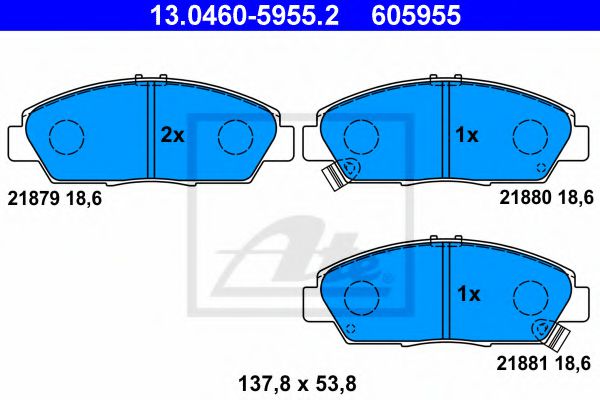 ATE 13.0460-5955.2 Тормозные колодки для HONDA PRELUDE V (Хонда Прэлудэ v) ATE 13.0460-5955.2 Тормозные колодки для HONDA PRELUDE V (Хонда Прэлудэ v)