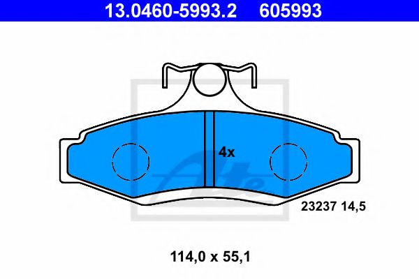 ATE 13.0460-5993.2 Тормозные колодки для DAEWOO KONDOR (Дэу Кондор) ATE 13.0460-5993.2 Тормозные колодки для DAEWOO KONDOR (Дэу Кондор)