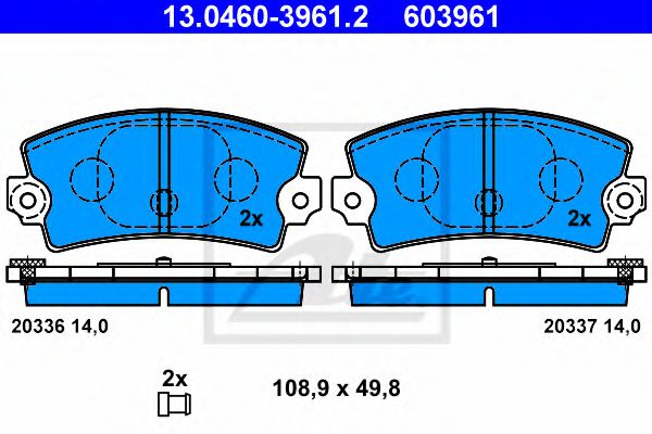 ATE 13.0460-3961.2 Тормозные колодки для RENAULT FUEGO (Рено Фуэго) ATE 13.0460-3961.2 Тормозные колодки для RENAULT FUEGO (Рено Фуэго)