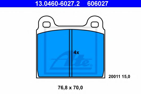 ATE 13.0460-6027.2 Тормозные колодки для OPEL COMMODORE A (Опель Cоммодорэ а) ATE 13.0460-6027.2 Тормозные колодки для OPEL COMMODORE A (Опель Cоммодорэ а)