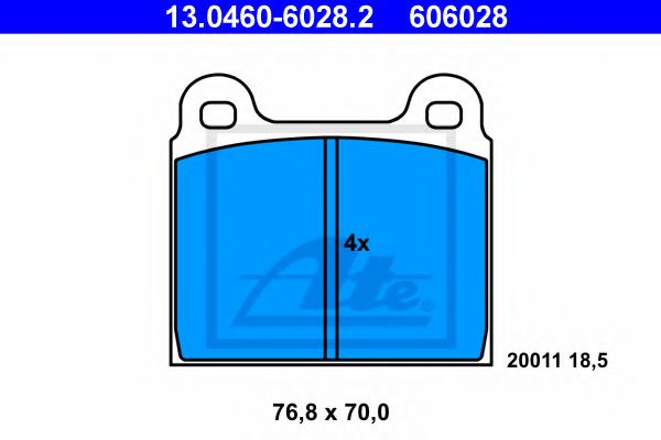 ATE 13.0460-6028.2 Тормозные колодки для VOLKSWAGEN T3 CARAVELLE (Фольксваген Т3 cараvэллэ) ATE 13.0460-6028.2 Тормозные колодки для VOLKSWAGEN T3 CARAVELLE (Фольксваген Т3 cараvэллэ)