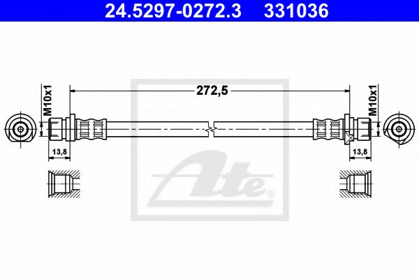 ATE 24.5297-0272.3 Тормозной шланг для HONDA JAZZ II (Хонда Джаз 2) ATE 24.5297-0272.3 Тормозной шланг для HONDA JAZZ II (Хонда Джаз 2)