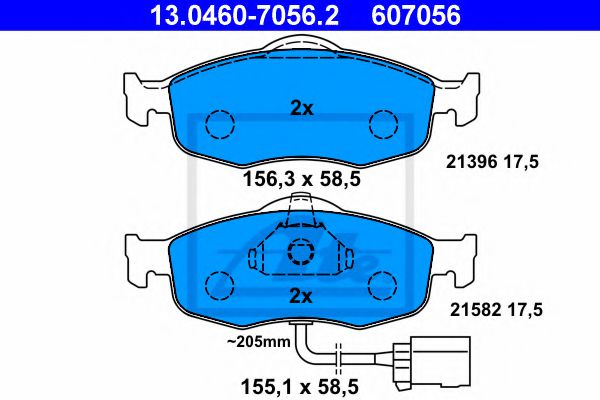 ATE 13.0460-7056.2 Тормозные колодки для FORD MONDEO (Форд Мондэо) ATE 13.0460-7056.2 Тормозные колодки для FORD MONDEO (Форд Мондэо)