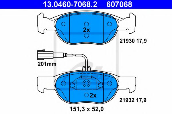 ATE 13.0460-7068.2 Тормозные колодки для ALFA ROMEO 145 (Альфа ромео 145) ATE 13.0460-7068.2 Тормозные колодки для ALFA ROMEO 145 (Альфа ромео 145)