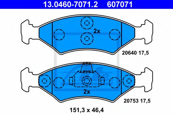 ATE 13.0460-7071.2 Тормозные колодки для FORD ORION II (Форд Орион 2) ATE 13.0460-7071.2 Тормозные колодки для FORD ORION II (Форд Орион 2)
