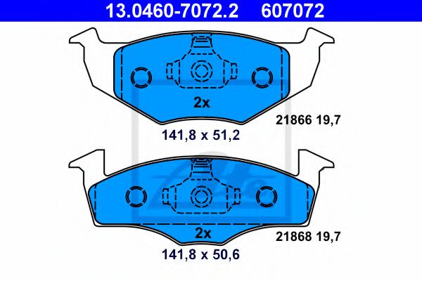 ATE 13.0460-7072.2 Тормозные колодки для SEAT TOLEDO (Сеат Толэдо) ATE 13.0460-7072.2 Тормозные колодки для SEAT TOLEDO (Сеат Толэдо)