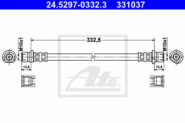 ATE 24.5297-0332.3 Тормозной шланг для HONDA JAZZ II (Хонда Джаз 2) ATE 24.5297-0332.3 Тормозной шланг для HONDA JAZZ II (Хонда Джаз 2)