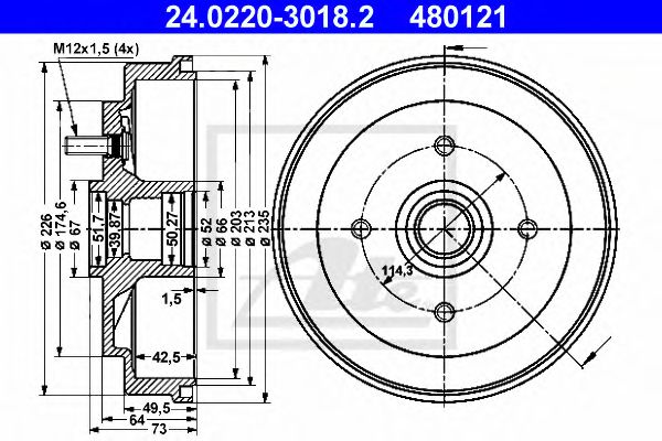ATE 24.0220-3018.2 Тормозной барабан для MITSUBISHI ETERNA IV (Митсубиши/митсубиси Этэрна иv) ATE 24.0220-3018.2 Тормозной барабан для MITSUBISHI ETERNA IV (Митсубиши/митсубиси Этэрна иv)