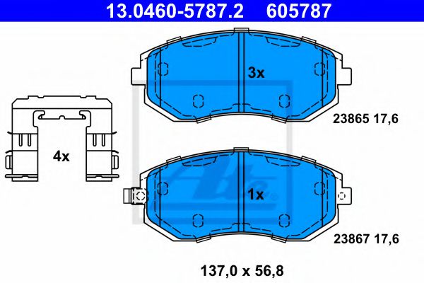 ATE 13.0460-5787.2 Тормозные колодки для SUBARU LEGACY V (Субару Легаси 5)