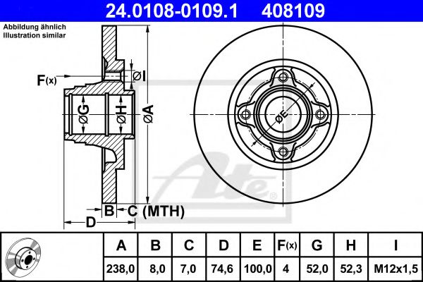 ATE 24.0108-0109.1 Тормозной диск для RENAULT CLIO I (Рено Cлио и) ATE 24.0108-0109.1 Тормозной диск для RENAULT CLIO I (Рено Cлио и)