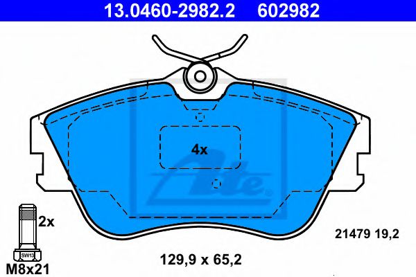 ATE 13.0460-2982.2 Тормозные колодки для VOLKSWAGEN T4 MULTIVAN (Фольксваген Т4 мултиvан) ATE 13.0460-2982.2 Тормозные колодки для VOLKSWAGEN T4 MULTIVAN (Фольксваген Т4 мултиvан)