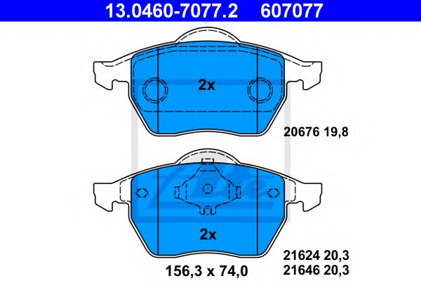 ATE 13.0460-7077.2 Тормозные колодки для VOLKSWAGEN (Фольксваген) ATE 13.0460-7077.2 Тормозные колодки для VOLKSWAGEN (Фольксваген)