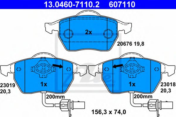 ATE 13.0460-7110.2 Тормозные колодки для VOLKSWAGEN (Фольксваген) ATE 13.0460-7110.2 Тормозные колодки для VOLKSWAGEN (Фольксваген)