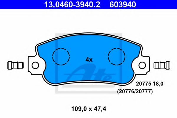 ATE 13.0460-3940.2 Тормозные колодки для FIAT STRADA II (Фиат Страда 2) ATE 13.0460-3940.2 Тормозные колодки для FIAT STRADA II (Фиат Страда 2)