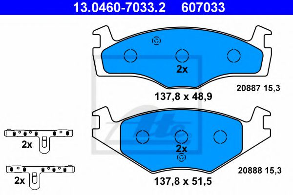 ATE 13.0460-7033.2 Тормозные колодки для VOLKSWAGEN SCIROCCO (Фольксваген Сcироccо) ATE 13.0460-7033.2 Тормозные колодки для VOLKSWAGEN SCIROCCO (Фольксваген Сcироccо)